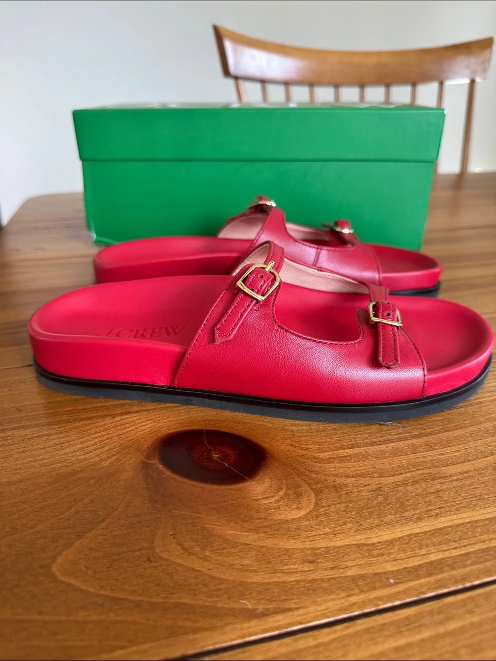 J. Crew Red Double Buckle Slide Sandals - Picture 4 of 6